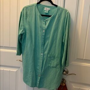 Hot Cotton Aqua Linen Blend Top
